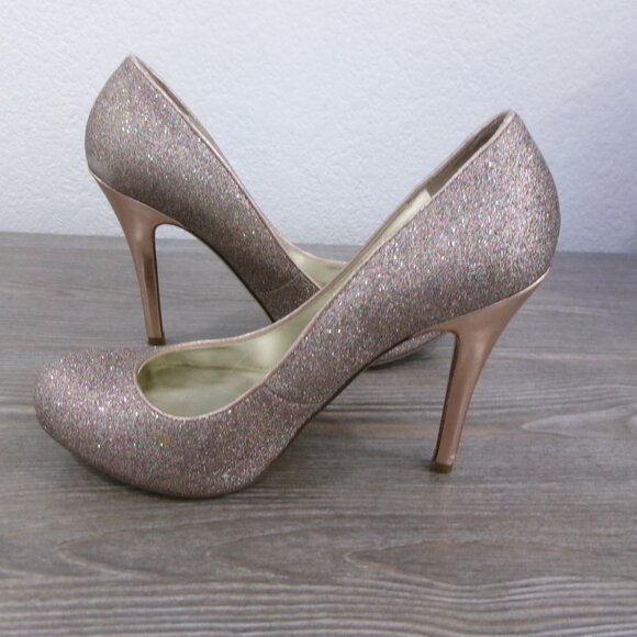 Rose Metallic Gold Multi Color Glitter High Stiletto Heels Ivanka Trump 7.5 - Picture 5 of 16